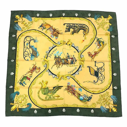 Sale Hermes Scarf Kare90 Plumes Et Grelots Feathers and Bells Aq7991