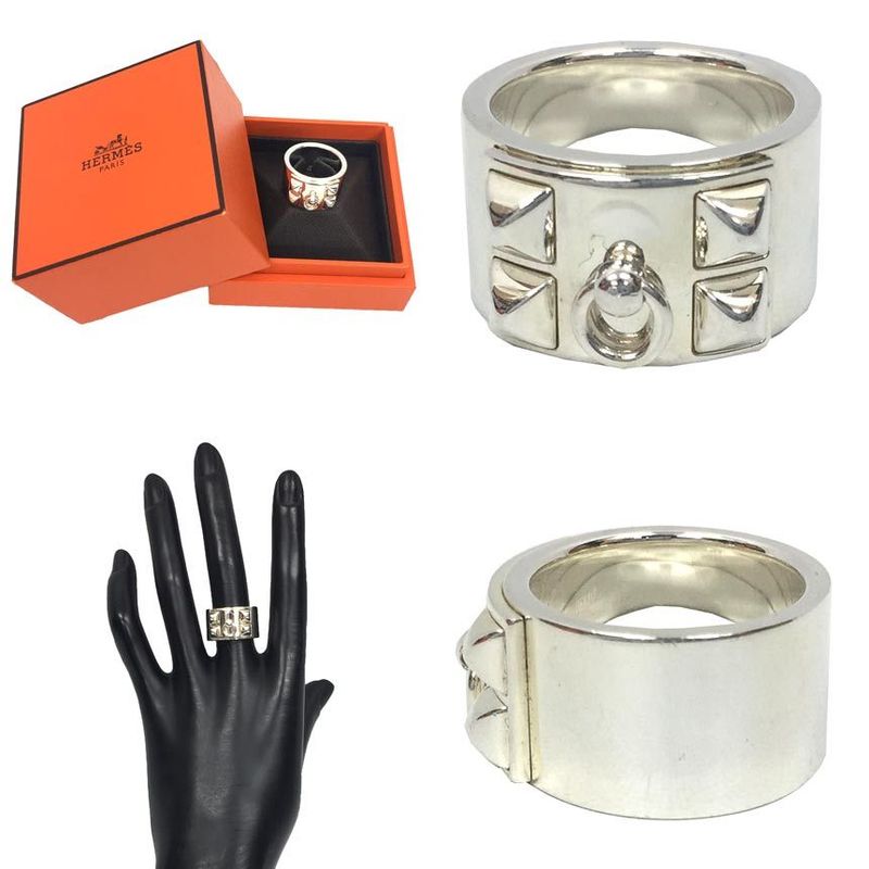 Hermes Corriedo Chien GM 52 Size Ring Silver 925 Aq8016