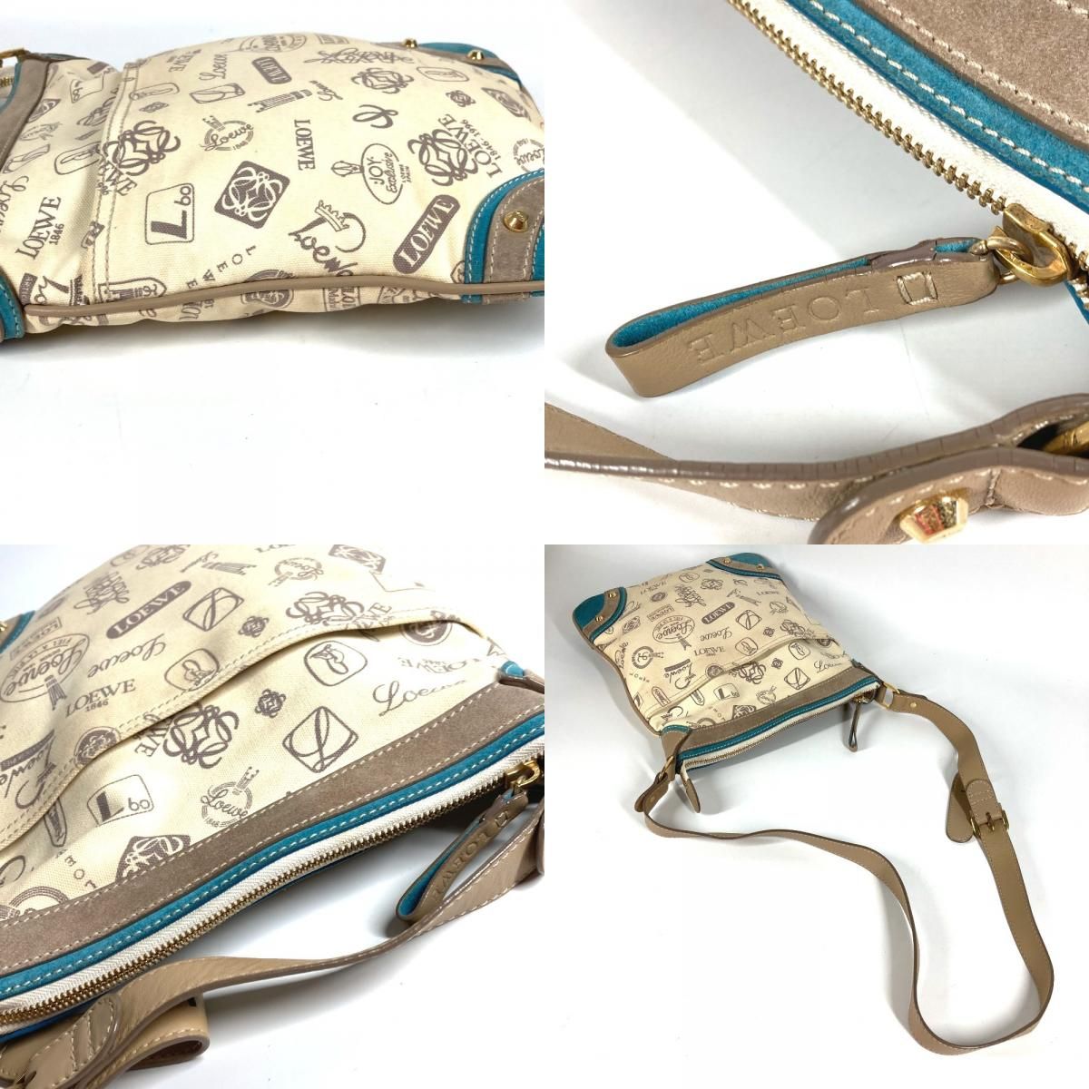 Loewe Shoulder Bag 160th Anniversary Logo Leather/Canvas Beige