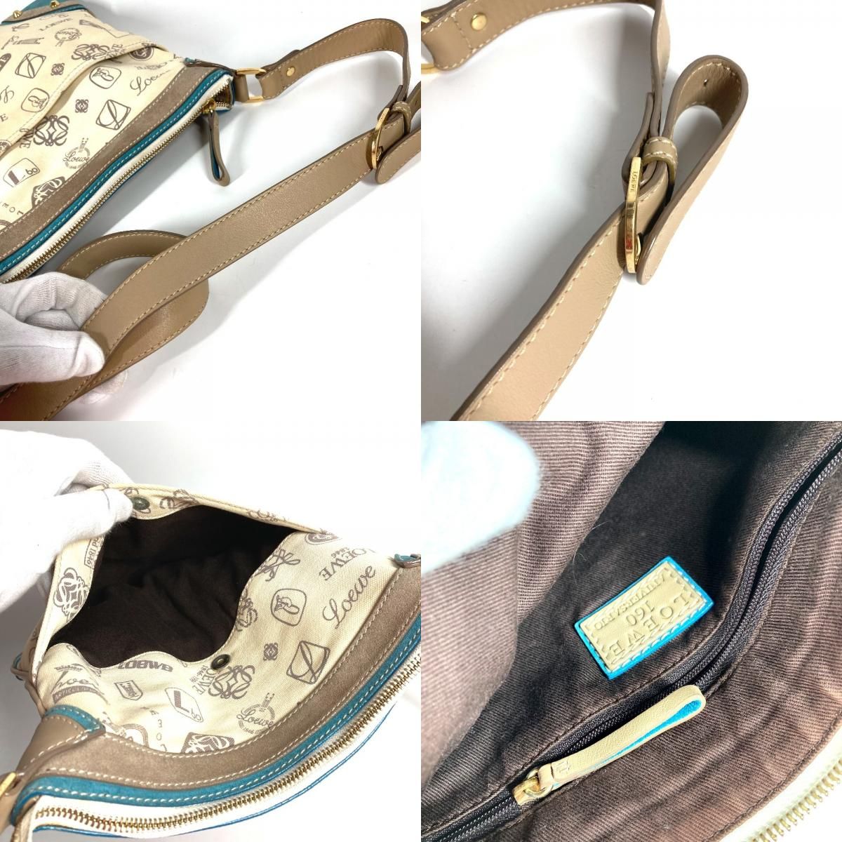 Loewe Shoulder Bag 160th Anniversary Logo Leather/Canvas Beige