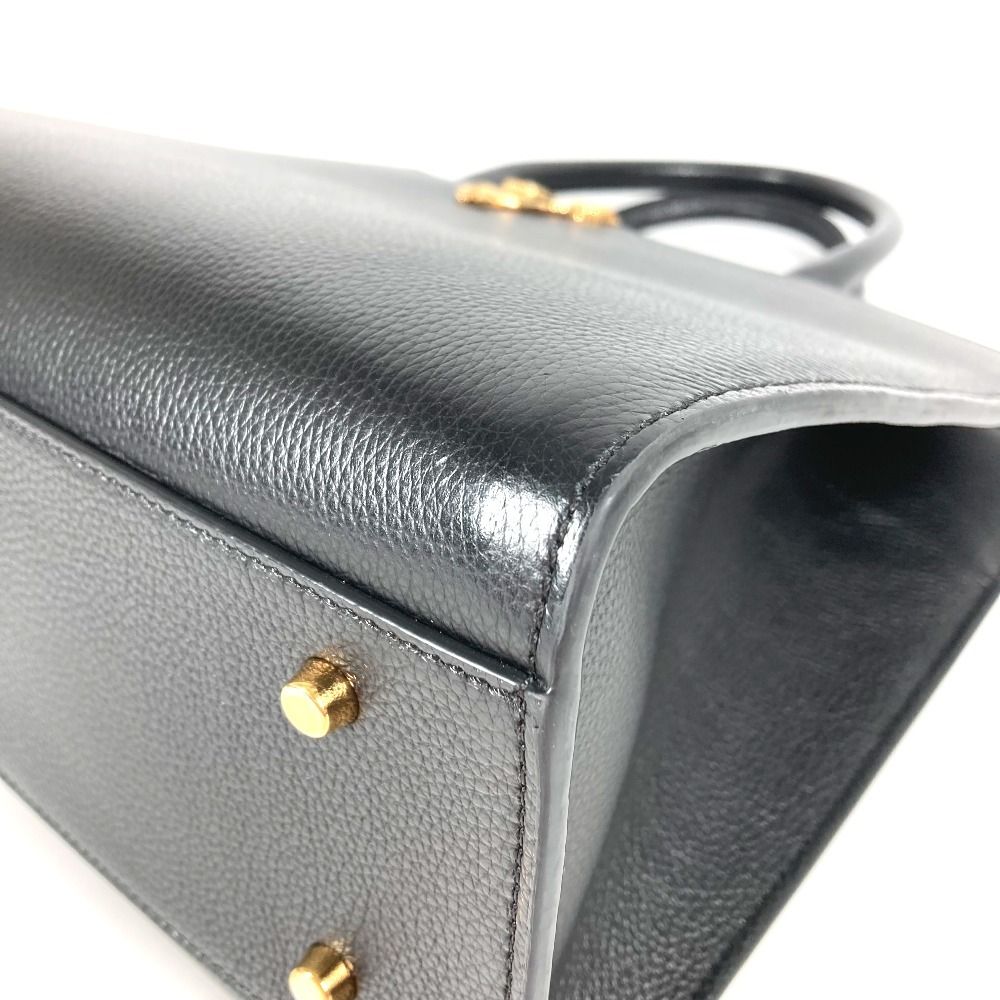 Versace Handbag Virtus Logo V Logo Greca Leather Black