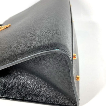 Versace Handbag Virtus Logo V Logo Greca Leather Black