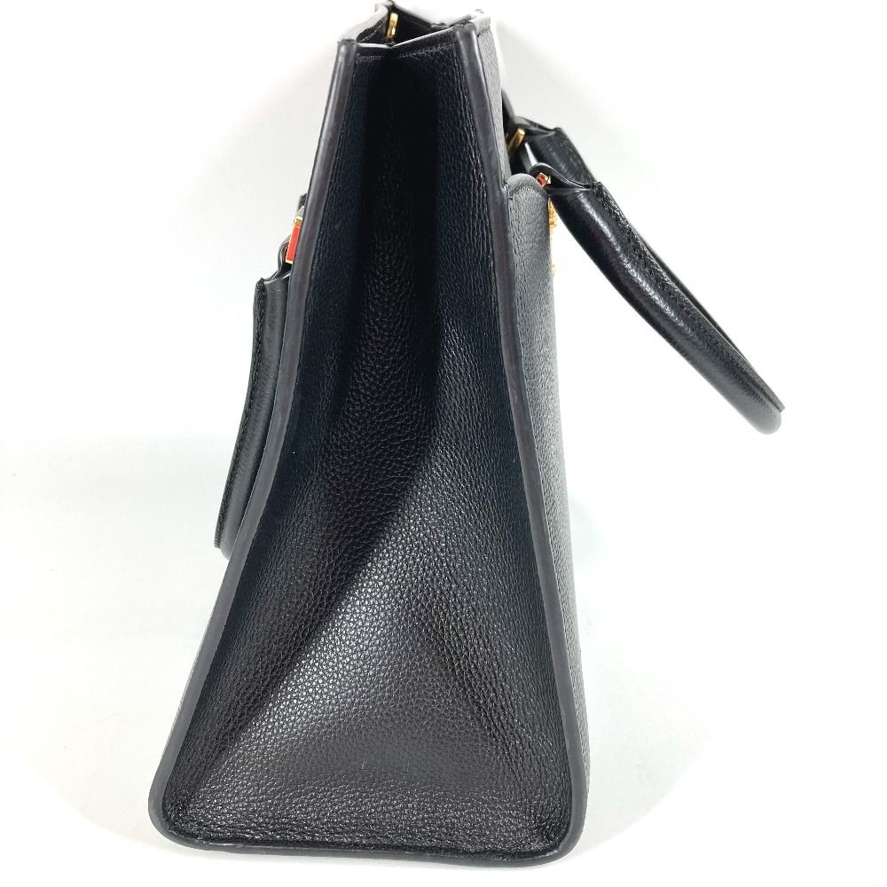 Versace Handbag Virtus Logo V Logo Greca Leather Black