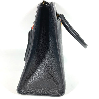 Versace Handbag Virtus Logo V Logo Greca Leather Black