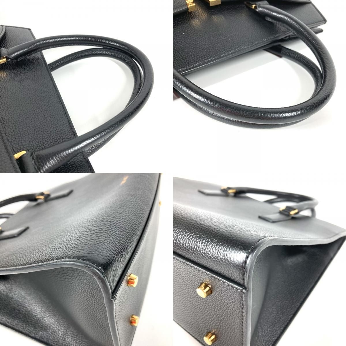 Versace Handbag Virtus Logo V Logo Greca Leather Black