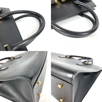 Versace Handbag Virtus Logo V Logo Greca Leather Black