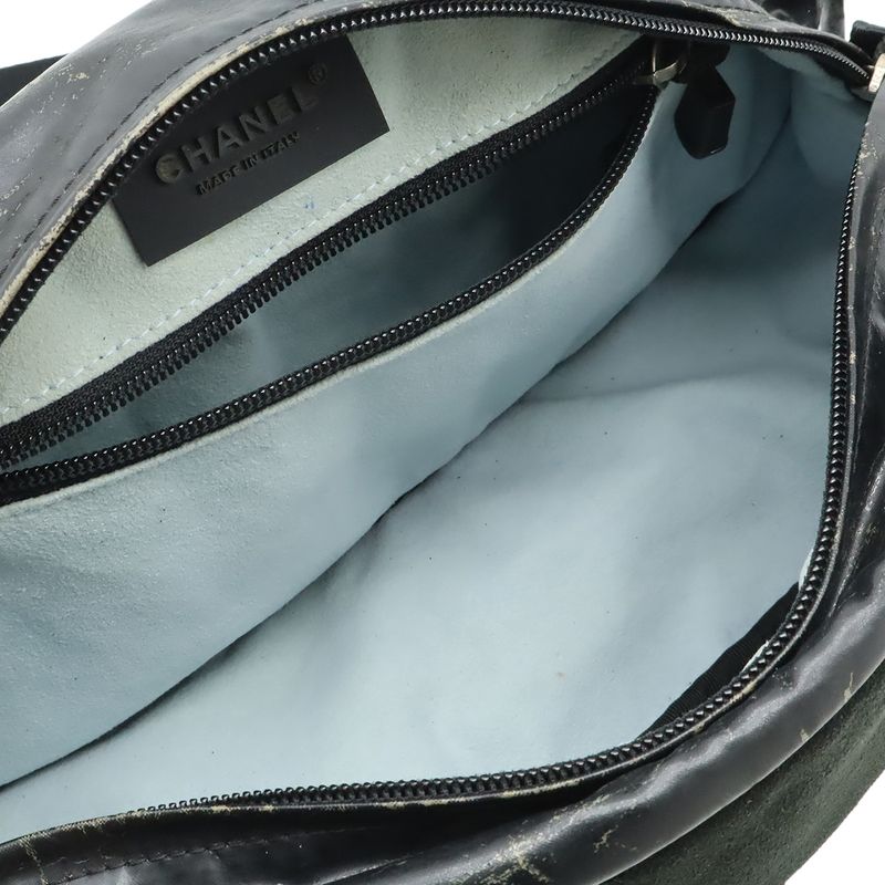 CHANEL Sports Line Coco Mark Waist Pouch Waist Bag Body Bag Rubber Suede Black