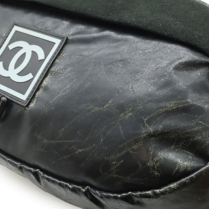 CHANEL Sports Line Coco Mark Waist Pouch Waist Bag Body Bag Rubber Suede Black