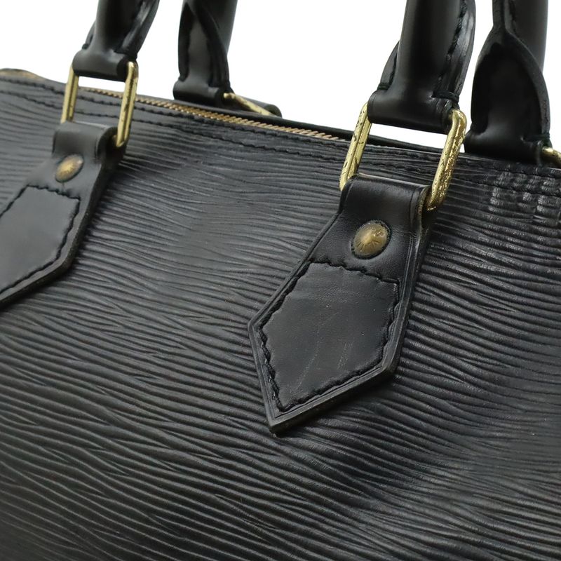 LOUIS VUITTON Epi Speedy 25 Handbag Mini Boston Bag Leather Noir Black Black