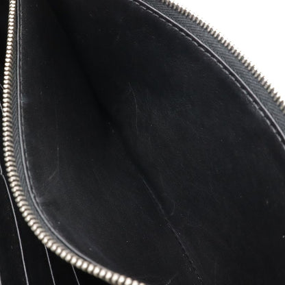 CELINE Pocket Large Flap Chain Wallet Shoulder Bag 2WAY Clutch Leather Black