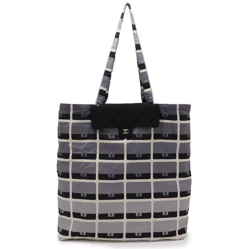 CHANEL Matelasse Cocomark Eco Bag Folding Tote Bag Chain Shoulder Cotton Jersey