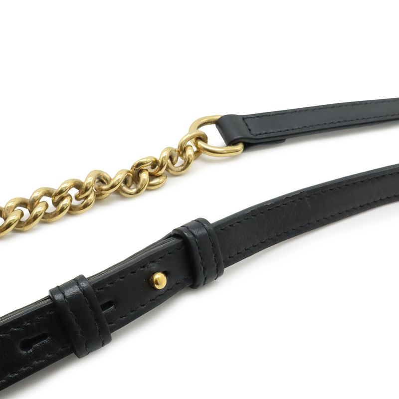 GUCCI GGMarmont Shoulder Bag Pochette Chain Bag Crossbody Quilted Leather Black