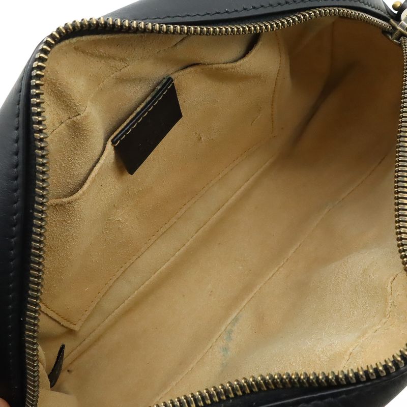 GUCCI GGMarmont Shoulder Bag Pochette Chain Bag Crossbody Quilted Leather Black