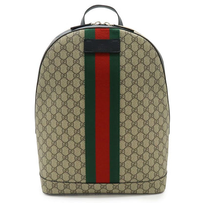 GUCCI Web GG Supreme Sherry Line Backpack Rucksack Sac PVC Leather Beige Black