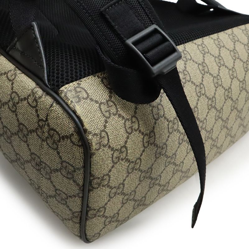 GUCCI Web GG Supreme Sherry Line Backpack Rucksack Sac PVC Leather Beige Black