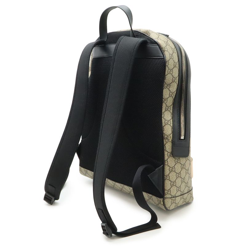 GUCCI Web GG Supreme Sherry Line Backpack Rucksack Sac PVC Leather Beige Black