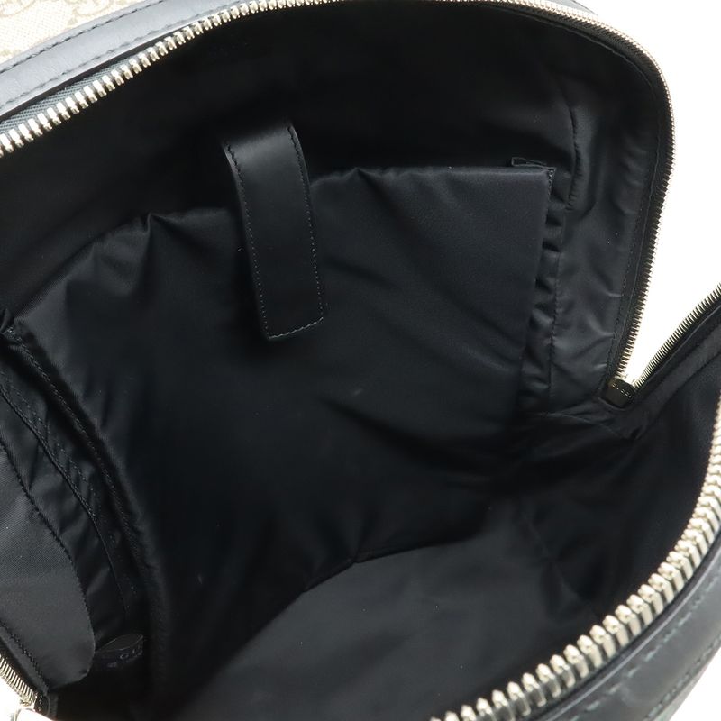 GUCCI Web GG Supreme Sherry Line Backpack Rucksack Sac PVC Leather Beige Black