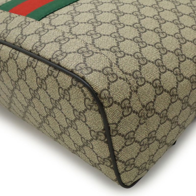 GUCCI Web GG Supreme Sherry Line Backpack Rucksack Sac PVC Leather Beige Black