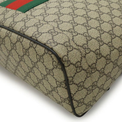 GUCCI Web GG Supreme Sherry Line Backpack Rucksack Sac PVC Leather Beige Black