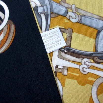 Gucci Reversible Silk Shawl Jackie Horse Harness Double Face Yellow Black