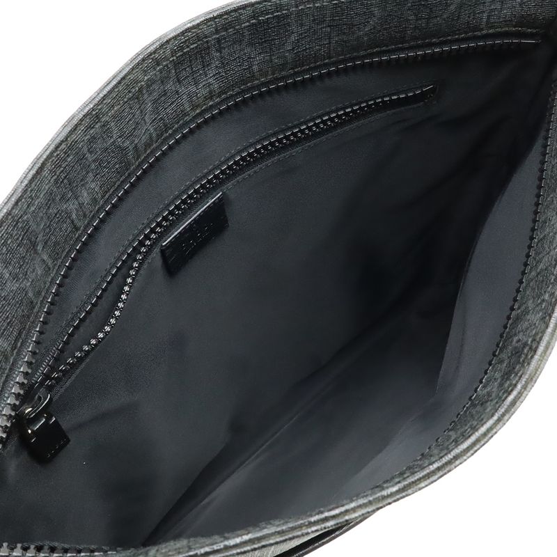 GUCCI GG Supreme GG Plus Shoulder Bag Crossbody PVC Leather Black Gray 162904