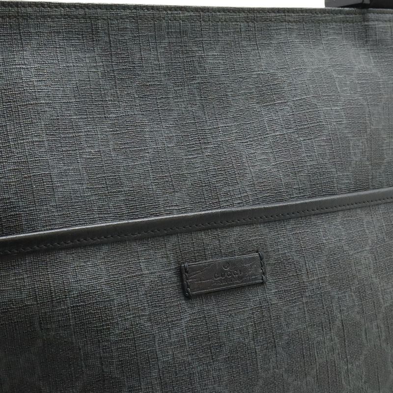 GUCCI GG Supreme GG Plus Shoulder Bag Crossbody PVC Leather Black Gray 162904