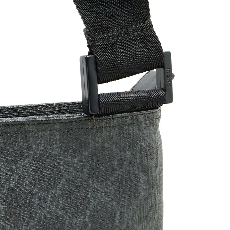 GUCCI GG Supreme GG Plus Shoulder Bag Crossbody PVC Leather Black Gray 162904