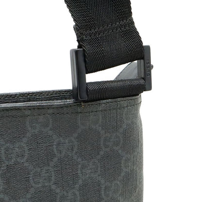 GUCCI GG Supreme GG Plus Shoulder Bag Crossbody PVC Leather Black Gray 162904