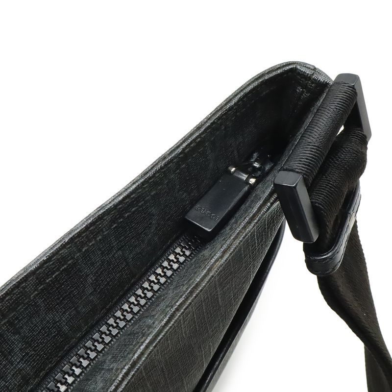 GUCCI GG Supreme GG Plus Shoulder Bag Crossbody PVC Leather Black Gray 162904