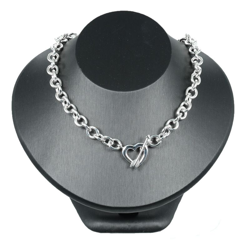 Tiffany & Co Heart Arrow Toggle Chain Vintage Silver 925 Women's