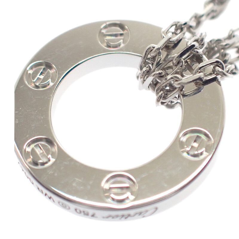 Cartier Love Circle Necklace 18Kwhite Gold Diamond Ladies