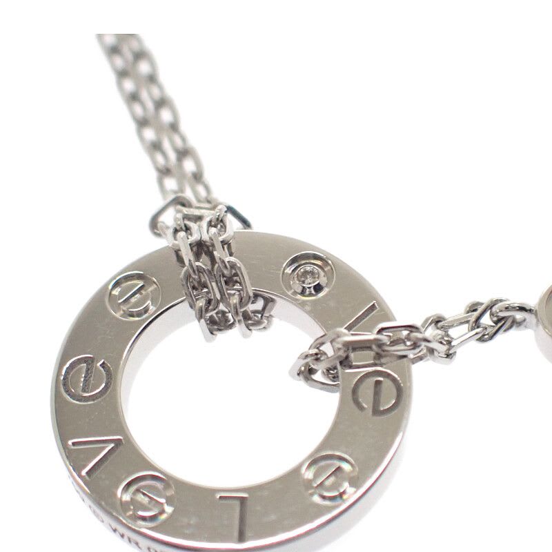 Cartier Love Circle Necklace 18Kwhite Gold Diamond Ladies