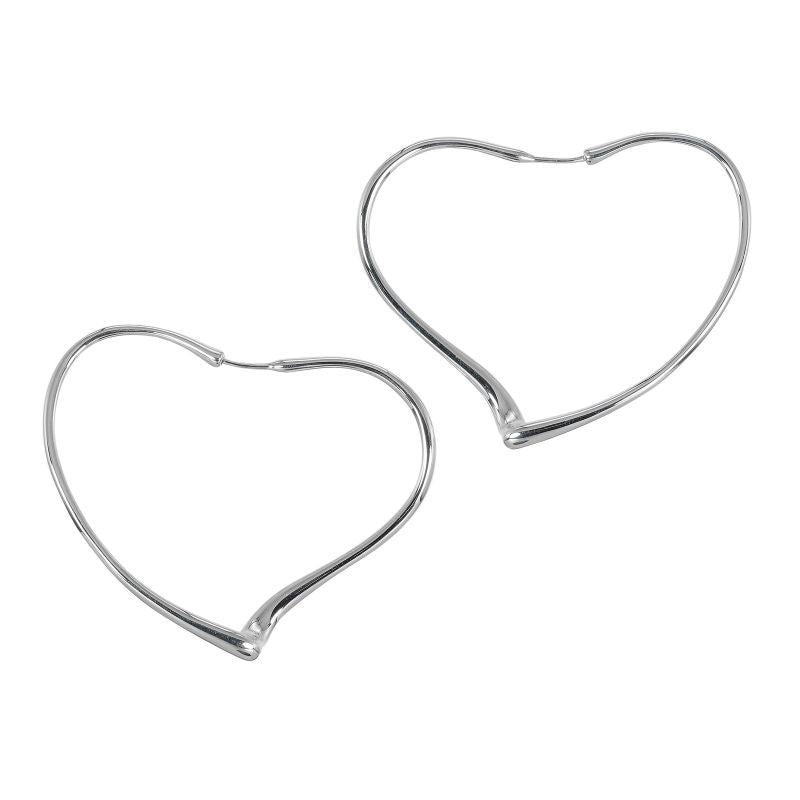 Tiffany & Co Open Heart Hoop Medium Silver 925 Women's G Earrings