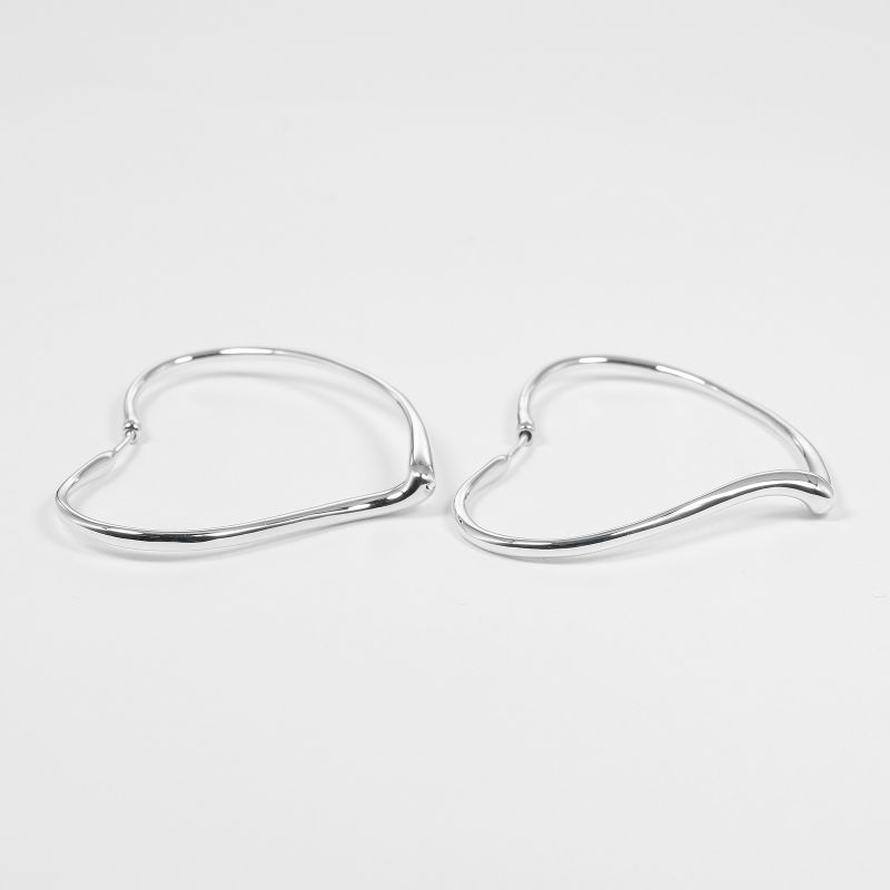 Tiffany & Co Open Heart Hoop Medium Silver 925 Women's G Earrings