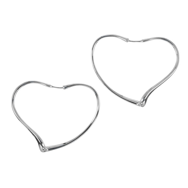 Tiffany & Co Open Heart Hoop Medium Silver 925 Women's G Earrings