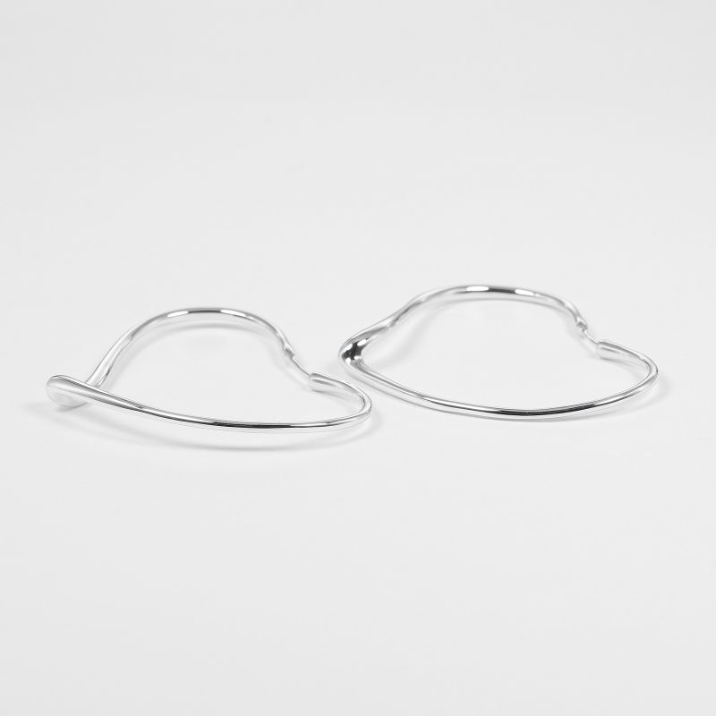 Tiffany & Co Open Heart Hoop Medium Silver 925 Women's G Earrings