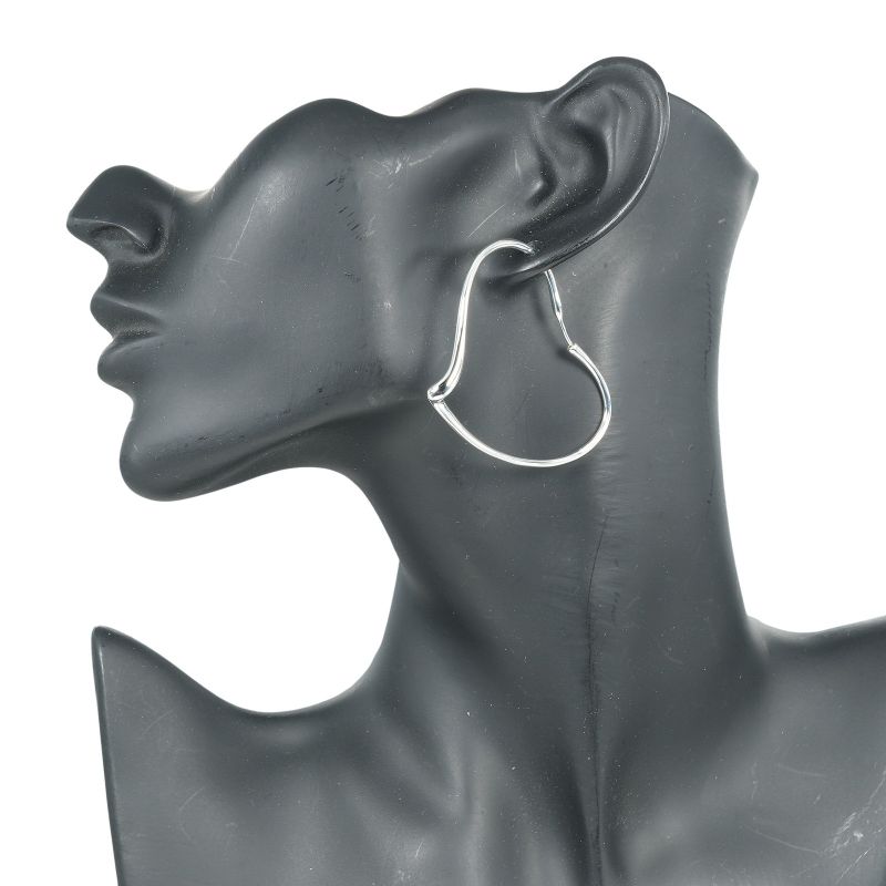 Tiffany & Co Open Heart Hoop Medium Silver 925 Women's G Earrings