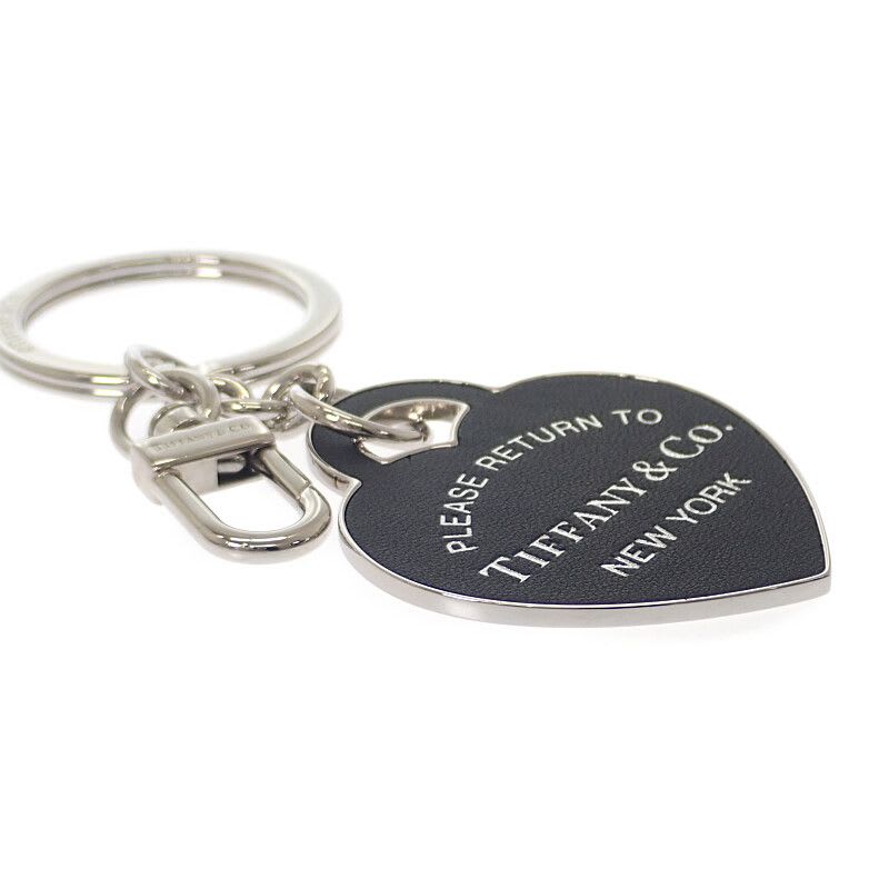 Tiffany & Co Leather Inlaid Heart Tag Key Ring Holder