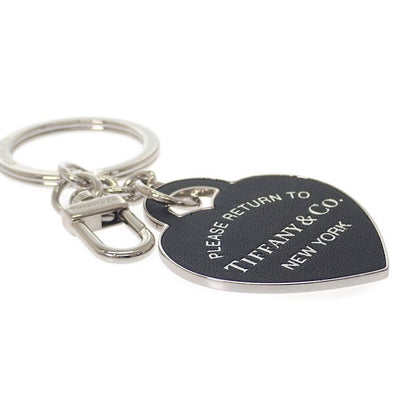 Tiffany & Co Leather Inlaid Heart Tag Key Ring Holder