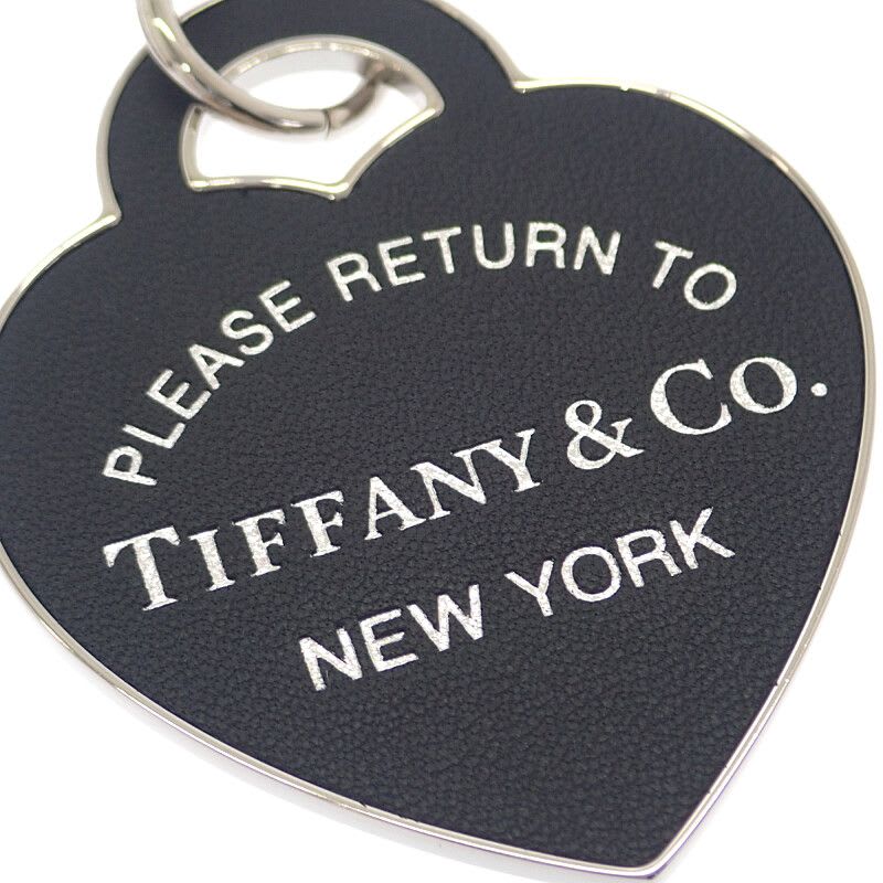 Tiffany & Co Leather Inlaid Heart Tag Key Ring Holder