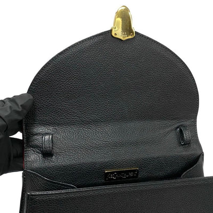 Yves Saint Laurent Cutout Punching Leather 2-Way Handbag Shoulder Bag Black