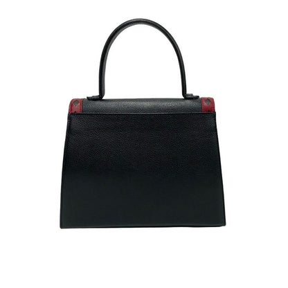 Yves Saint Laurent Cutout Punching Leather 2-Way Handbag Shoulder Bag Black