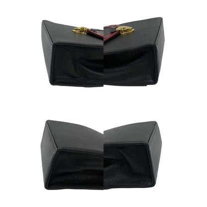 Yves Saint Laurent Cutout Punching Leather 2-Way Handbag Shoulder Bag Black
