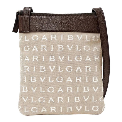 Bvlgari Bag Women'S Brand Shoulder Bag Logomania Canvas Beige Shoulder Pouch