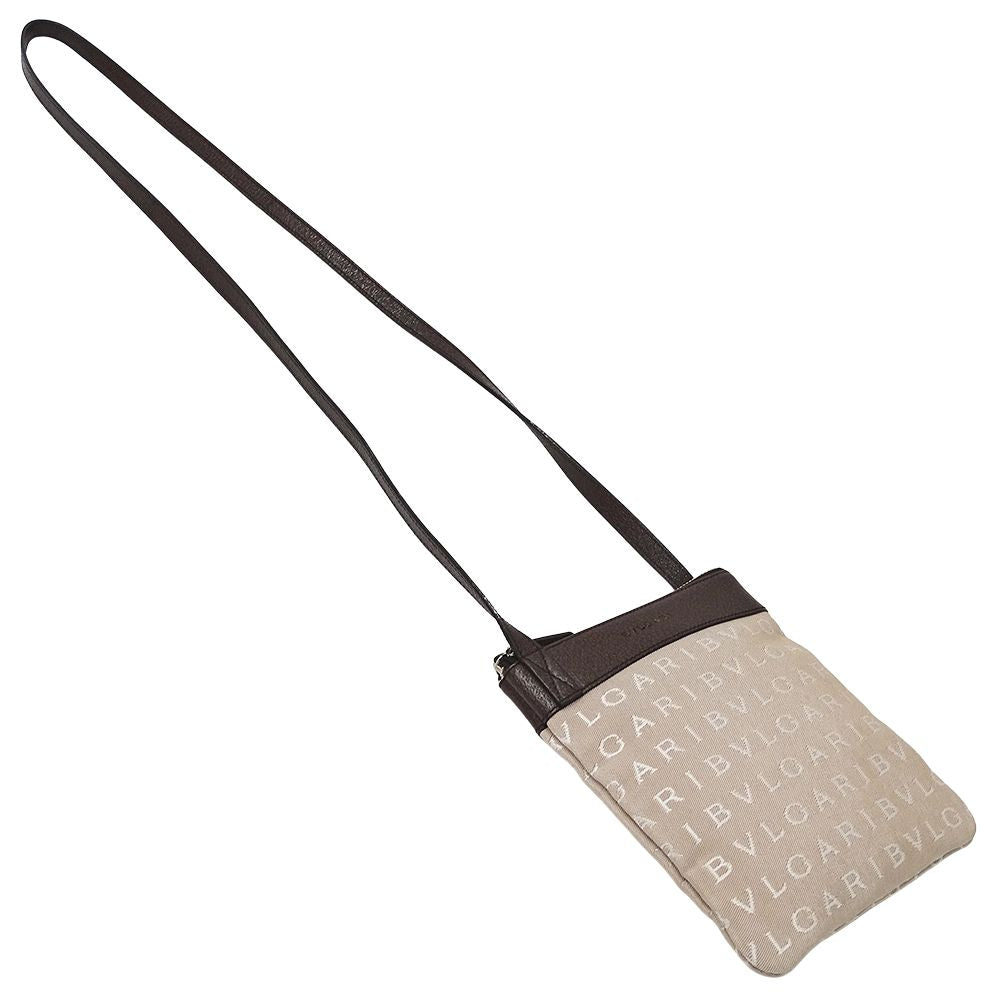 Bvlgari Bag Women'S Brand Shoulder Bag Logomania Canvas Beige Shoulder Pouch