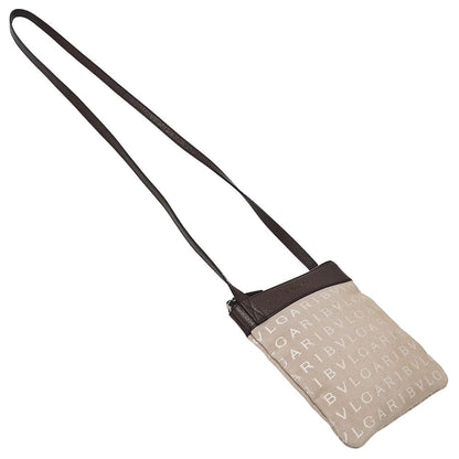 Bvlgari Bag Women'S Brand Shoulder Bag Logomania Canvas Beige Shoulder Pouch