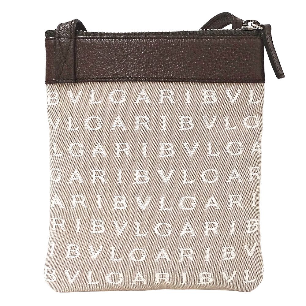 Bvlgari Bag Women'S Brand Shoulder Bag Logomania Canvas Beige Shoulder Pouch