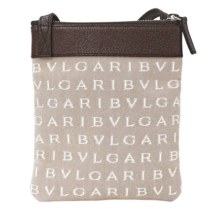 Bvlgari Bag Women'S Brand Shoulder Bag Logomania Canvas Beige Shoulder Pouch