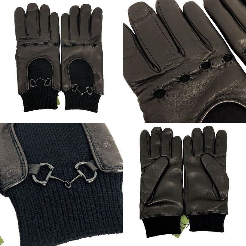Gucci Gloves Men's 10 1 2 L Size Black Horsebit New Old Unused Item Aq12329