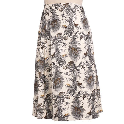 Hermes Skirt Long All-over Pattern Silk Bottoms